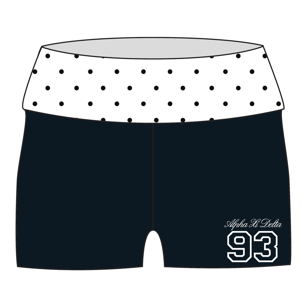 Alpha Xi Delta Fold Over Shorts — Polka Dot