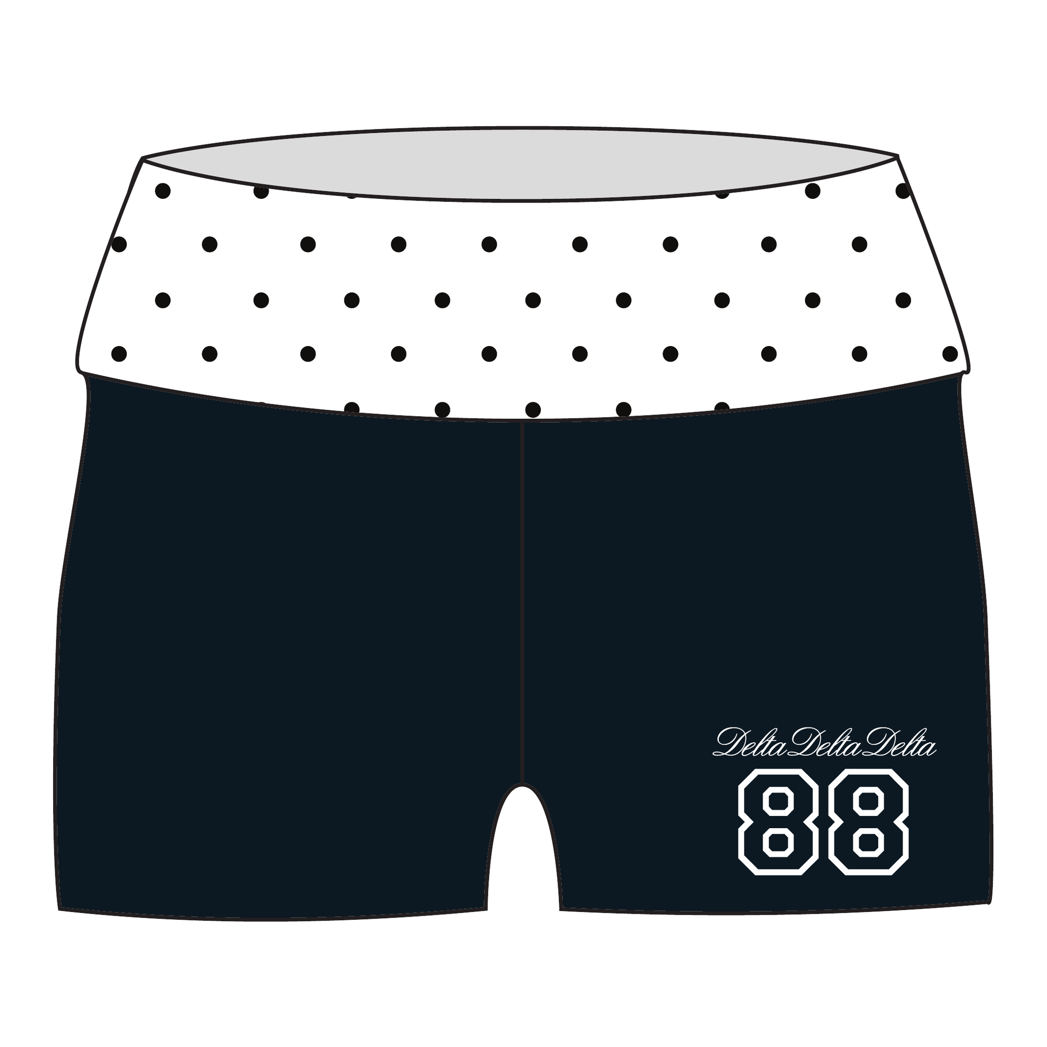 Delta Delta Delta Fold Over Shorts — Polka Dot