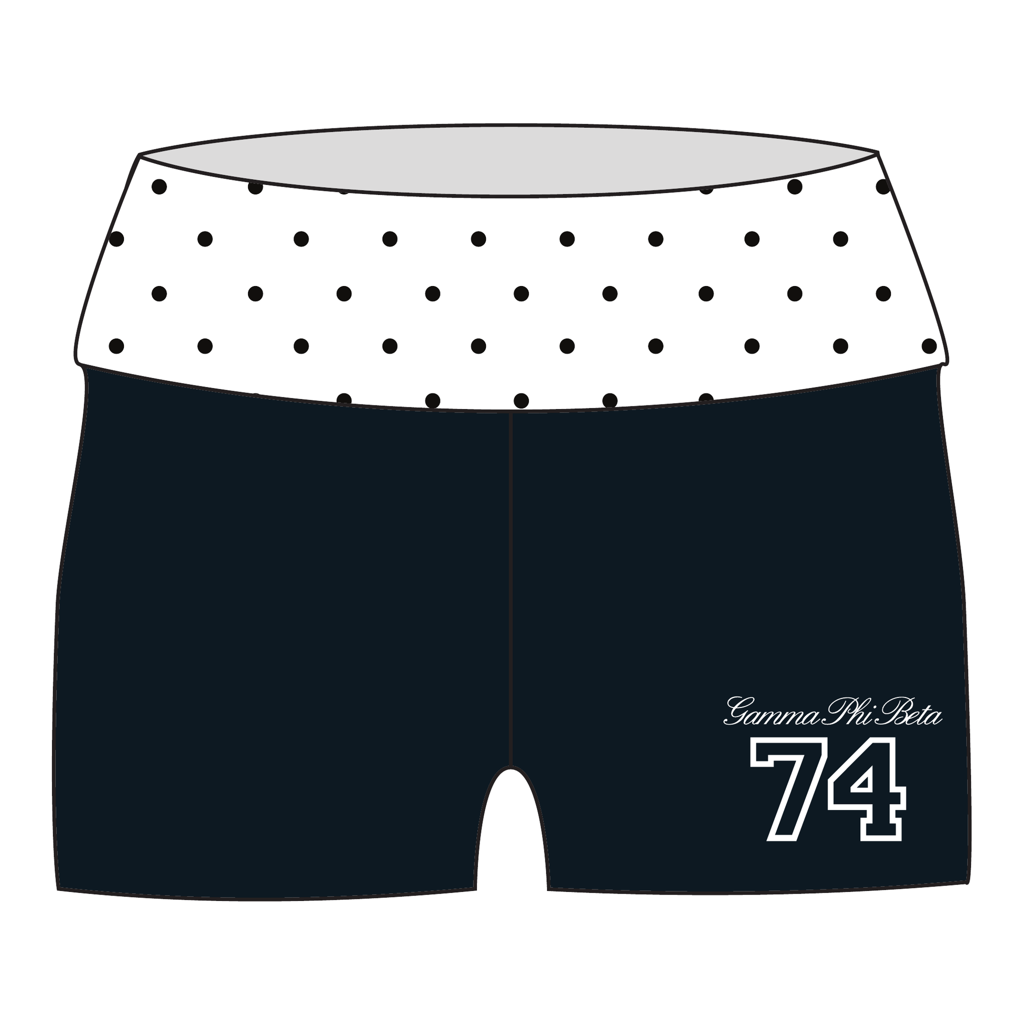 Gamma Phi Beta Fold Over Shorts — Polka Dot