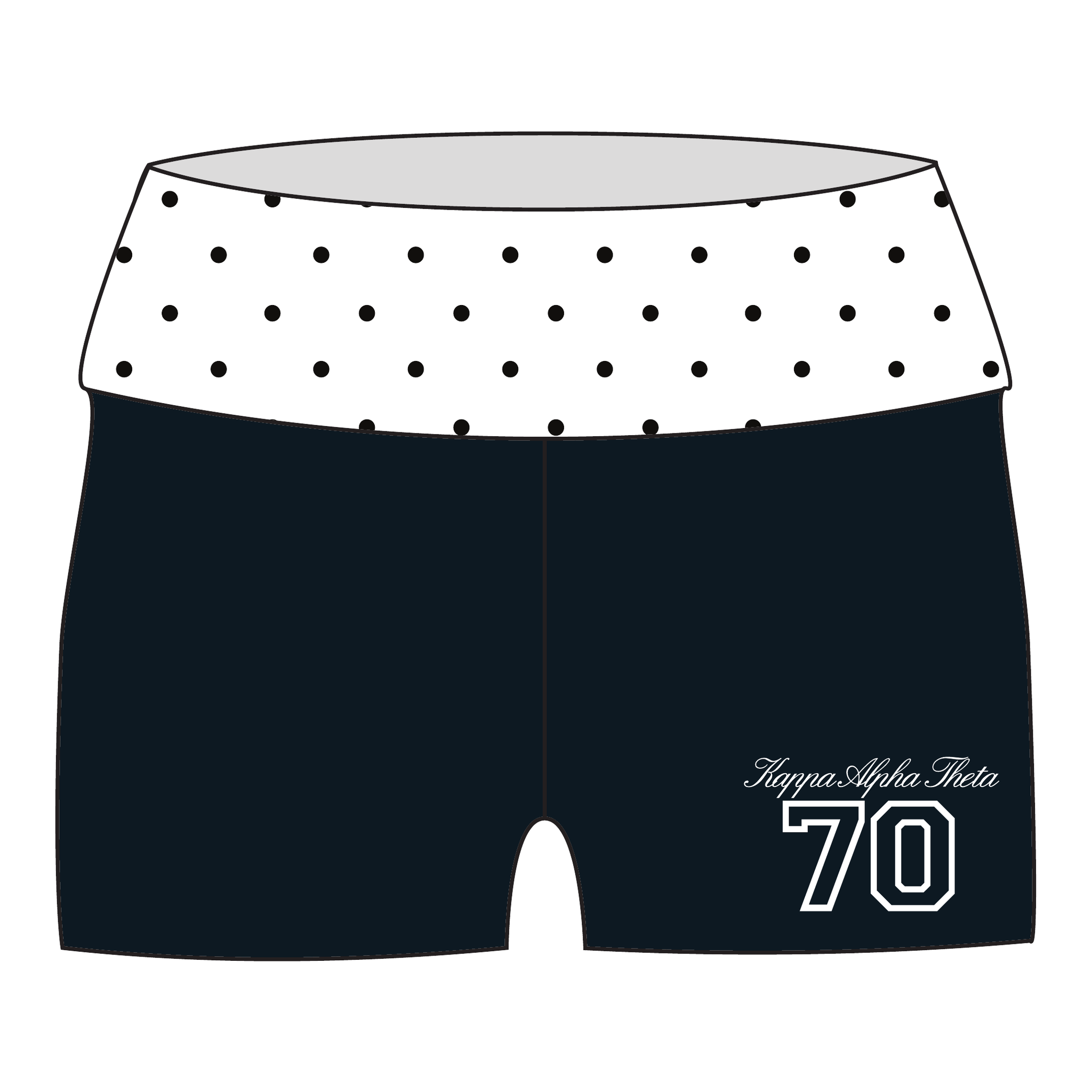 Kappa Alpha Theta Fold Over Shorts — Polka Dot