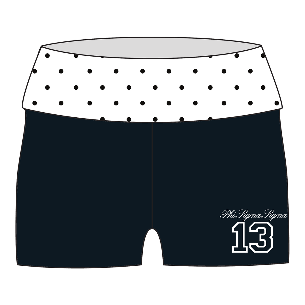 Phi Sigma Sigma Fold Over Shorts — Polka Dot