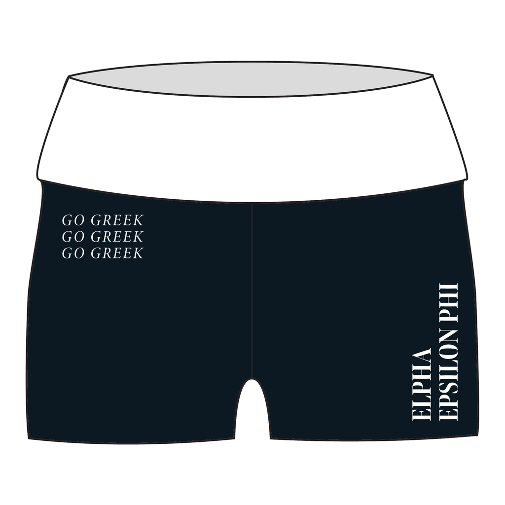 Alpha Epsilon Phi Fold Over Shorts — Black & White