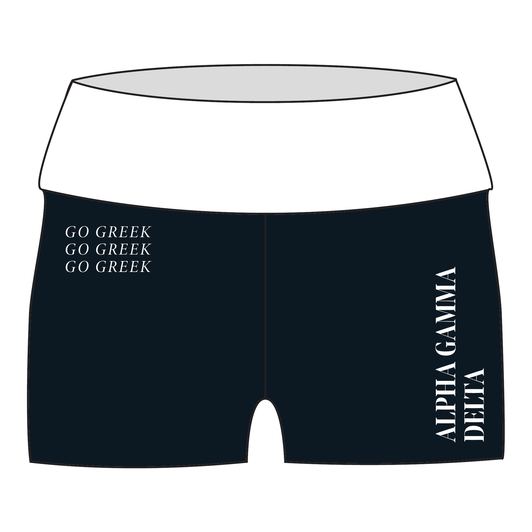 Alpha Gamma Delta Fold Over Shorts — Black & White