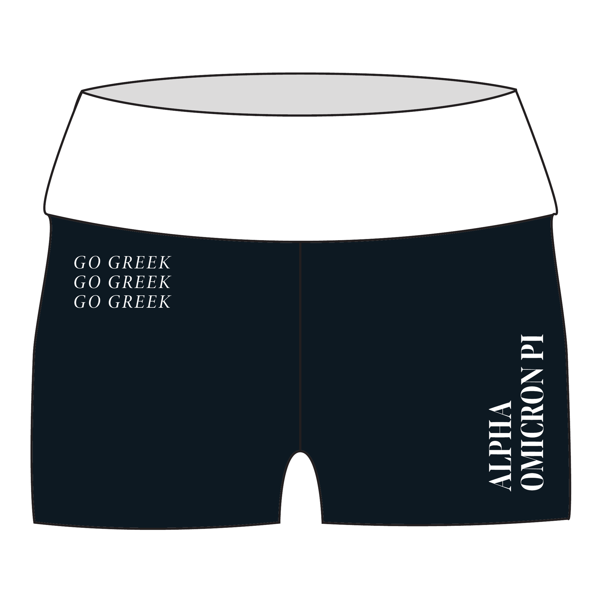 Alpha Omicron Pi Fold Over Shorts — Black & White