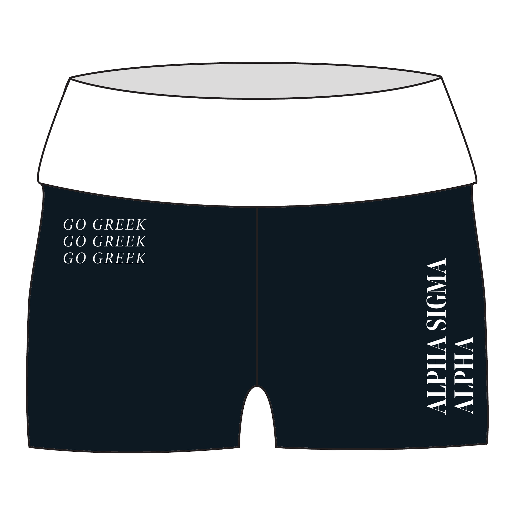 Alpha Sigma Alpha Fold Over Shorts — Black & White