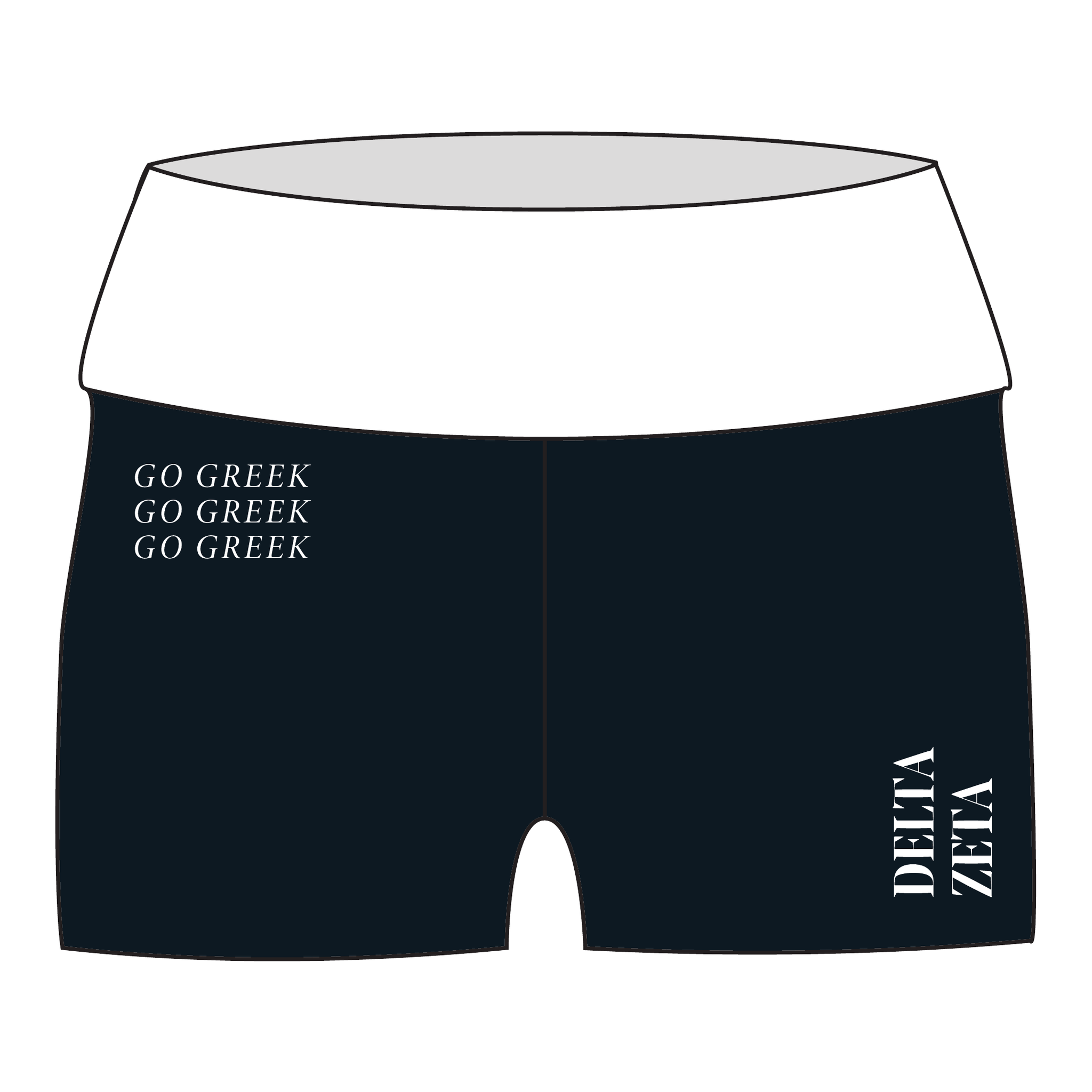 Delta Zeta Fold Over Shorts — Black & White