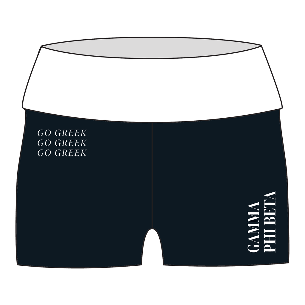 Gamma Phi Beta Fold Over Shorts — Black & White
