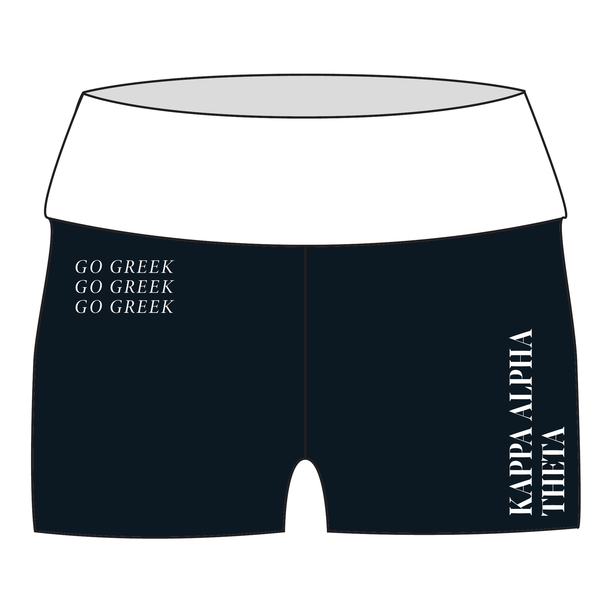 Kappa Alpha Theta Fold Over Shorts — Black & White