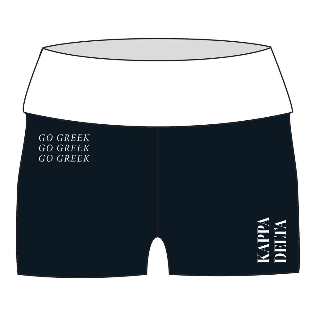 Kappa Delta Fold Over Shorts — Black & White