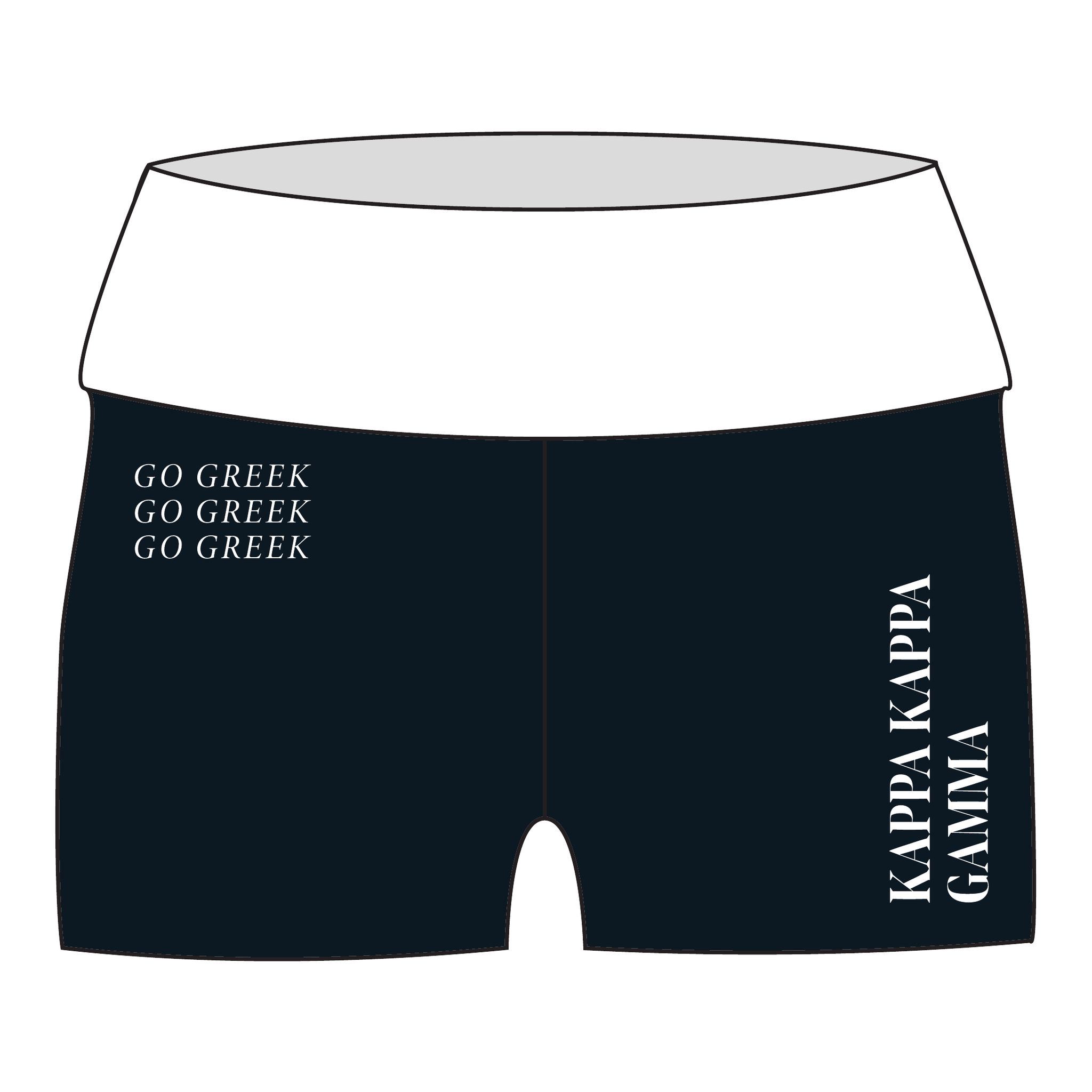 Kappa Kappa Gamma Fold Over Shorts — Black & White