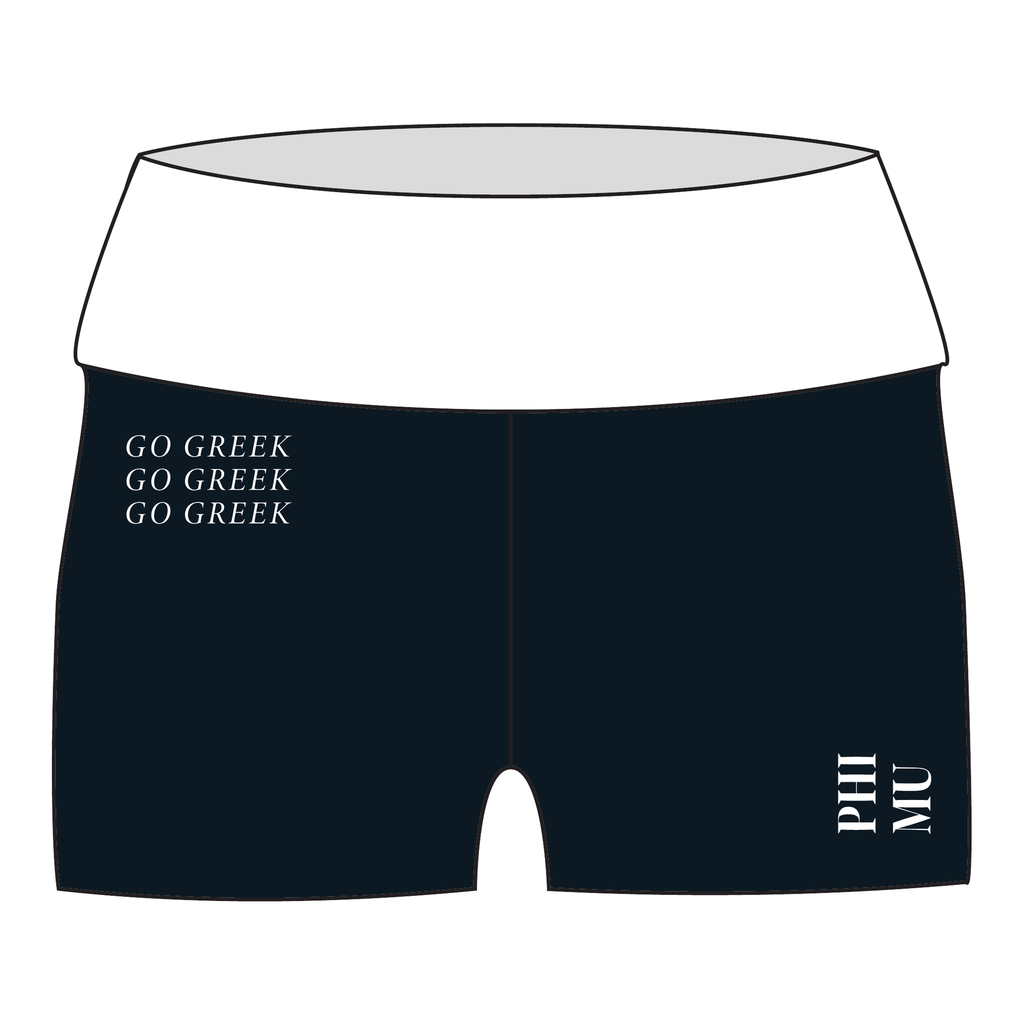 Phi Mu Fold Over Shorts — Black & White
