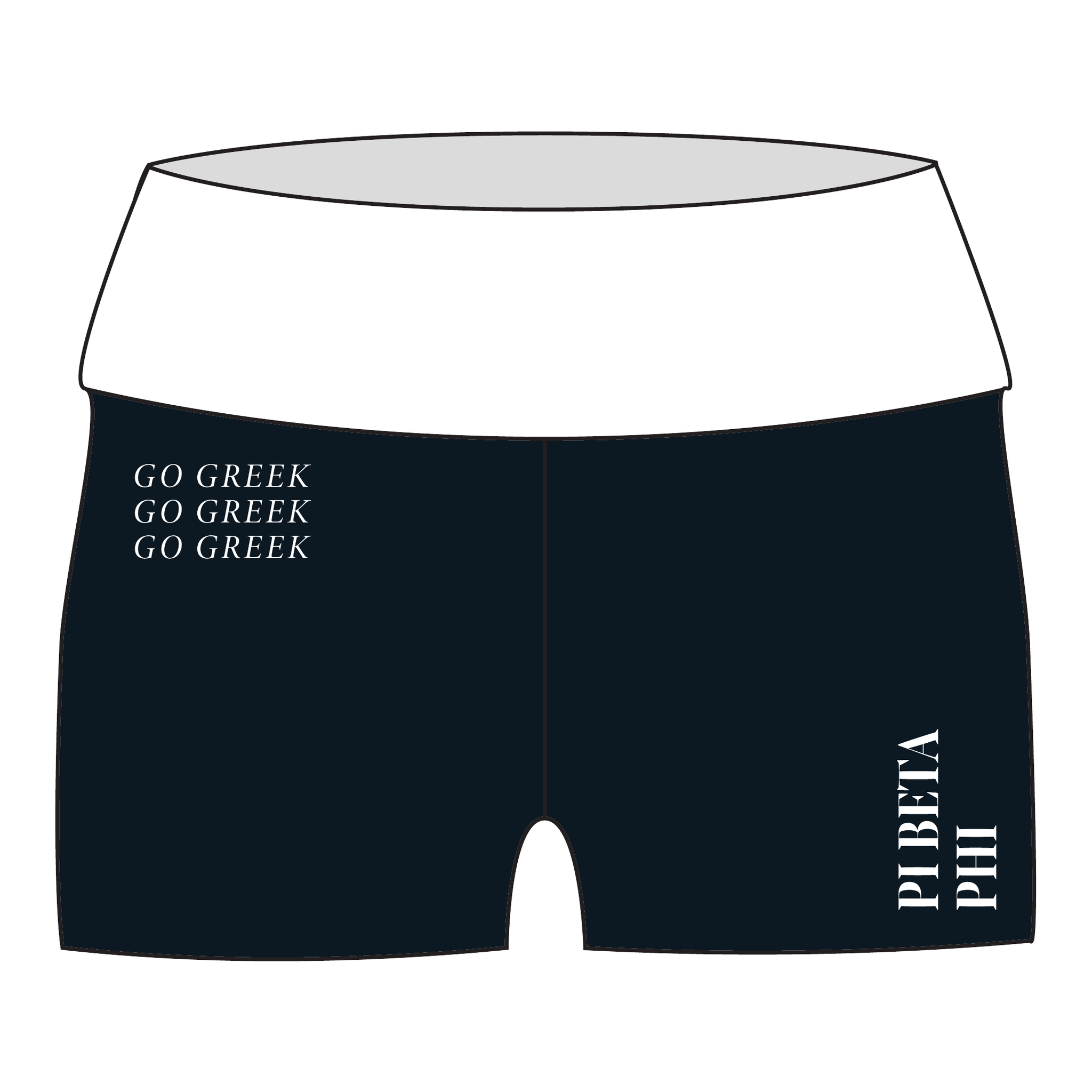 Pi Beta Phi Fold Over Shorts — Black & White
