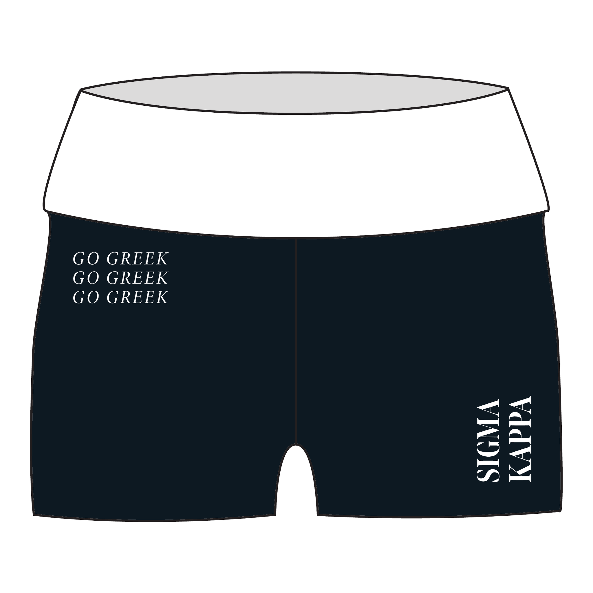 Sigma Kappa Fold Over Shorts — Black & White