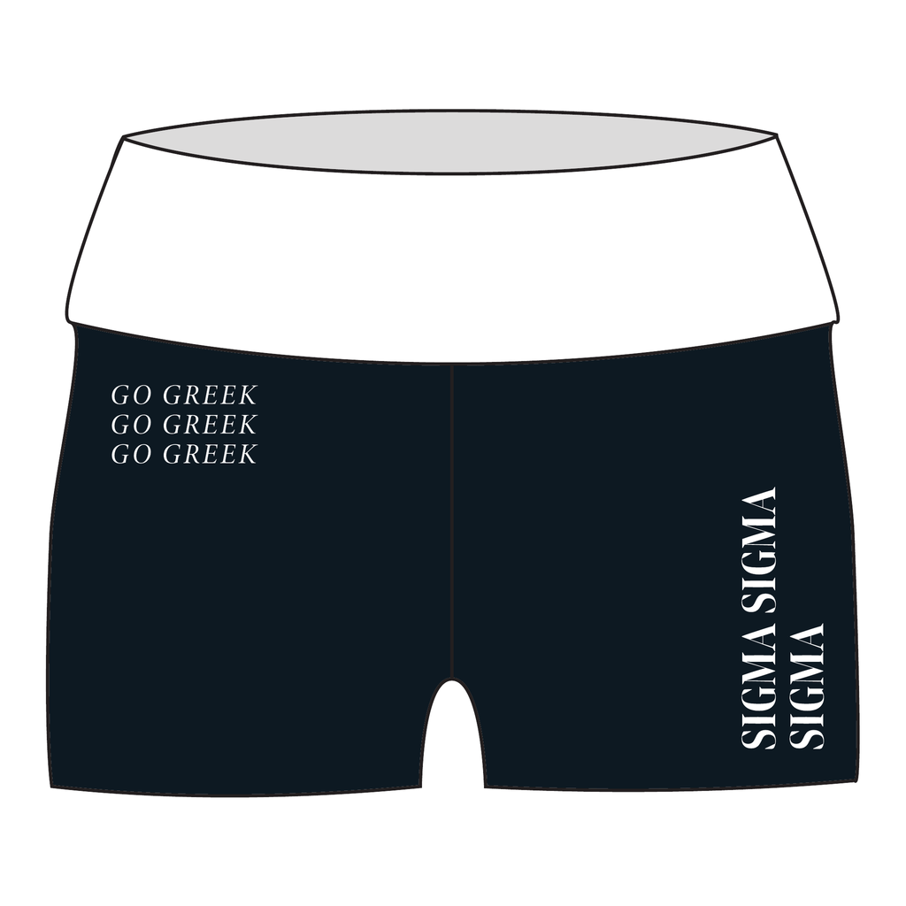 Sigma Sigma Sigma Fold Over Shorts — Black & White