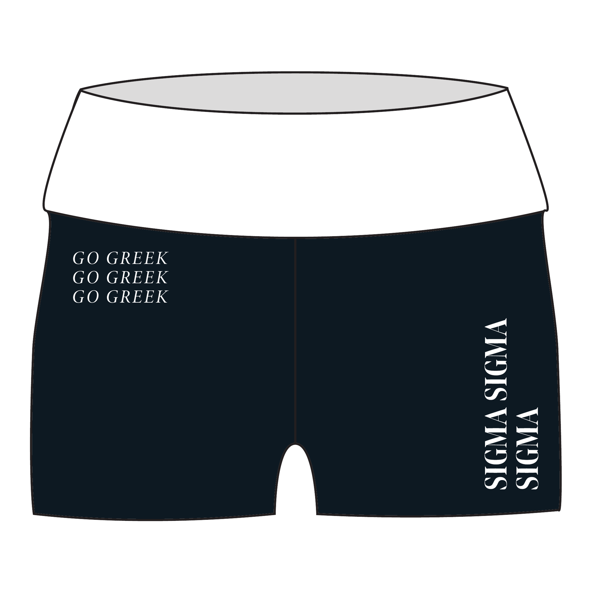 Sigma Sigma Sigma Fold Over Shorts — Black & White