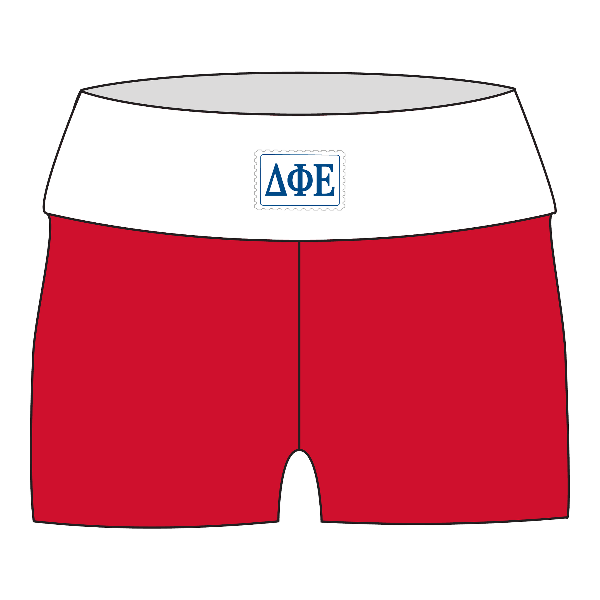Delta Phi Epsilon Fold Over Shorts — White & Red