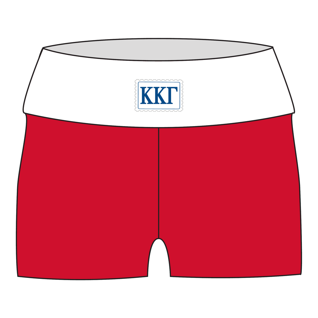 Kappa Kappa Gamma Fold Over Shorts — White & Red