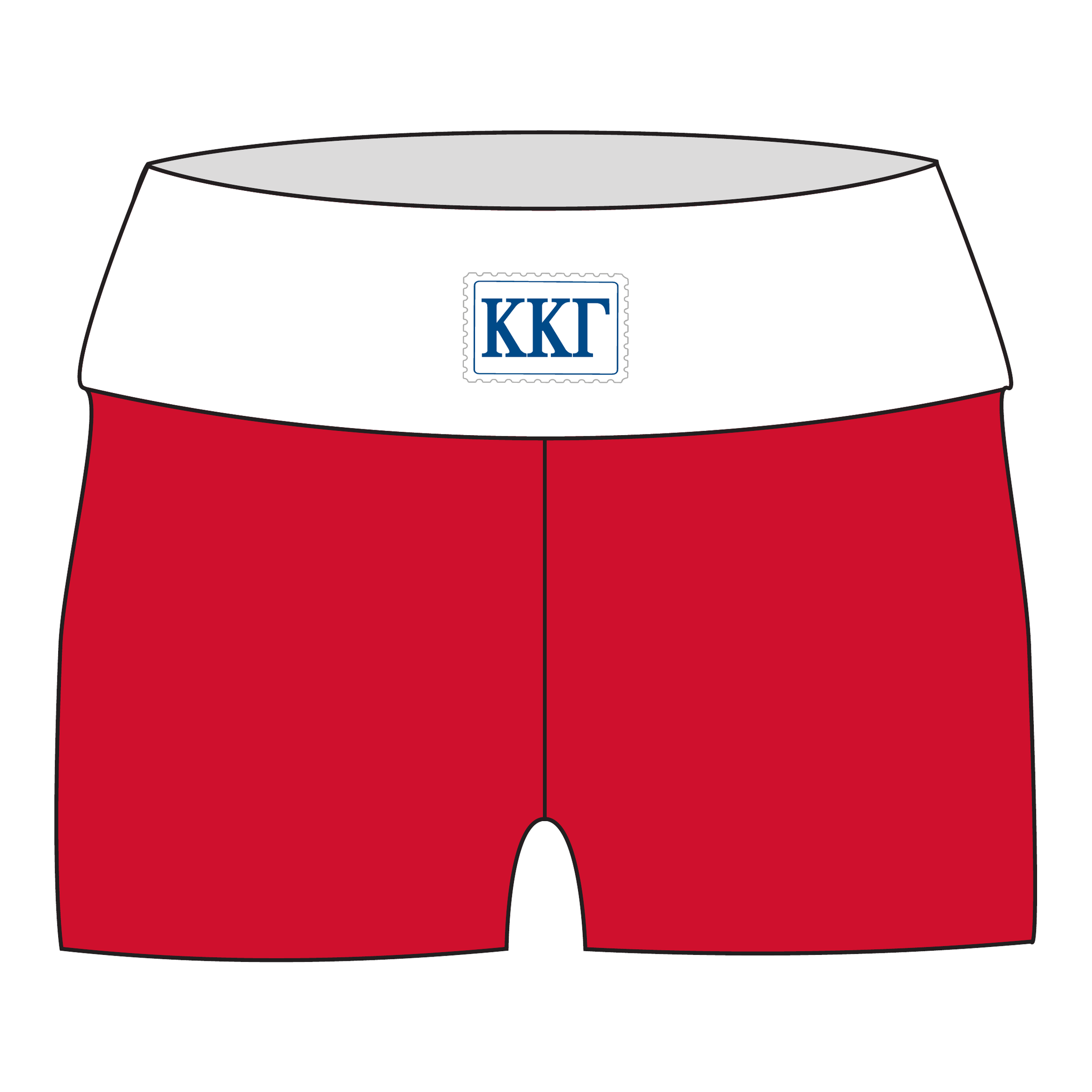Kappa Kappa Gamma Fold Over Shorts — White & Red