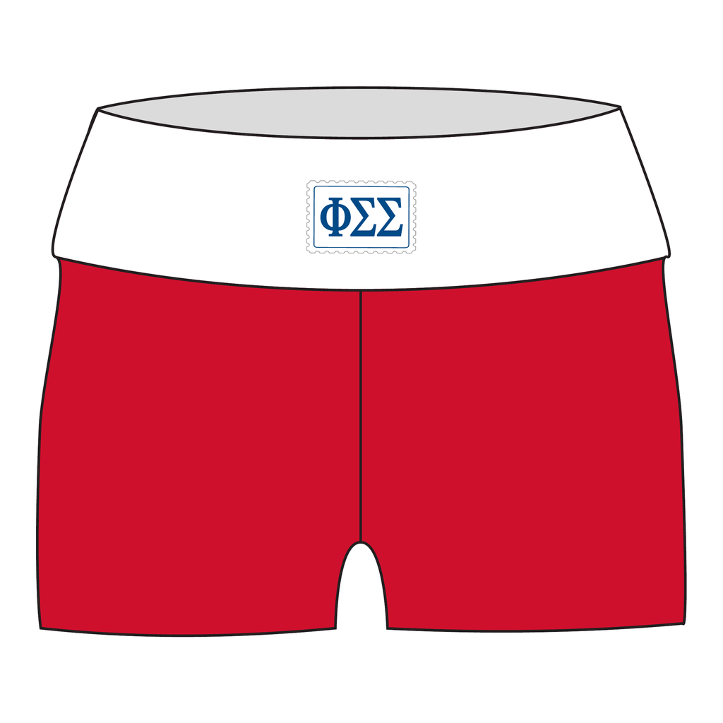 Phi Sigma Sigma Fold Over Shorts — White & Red