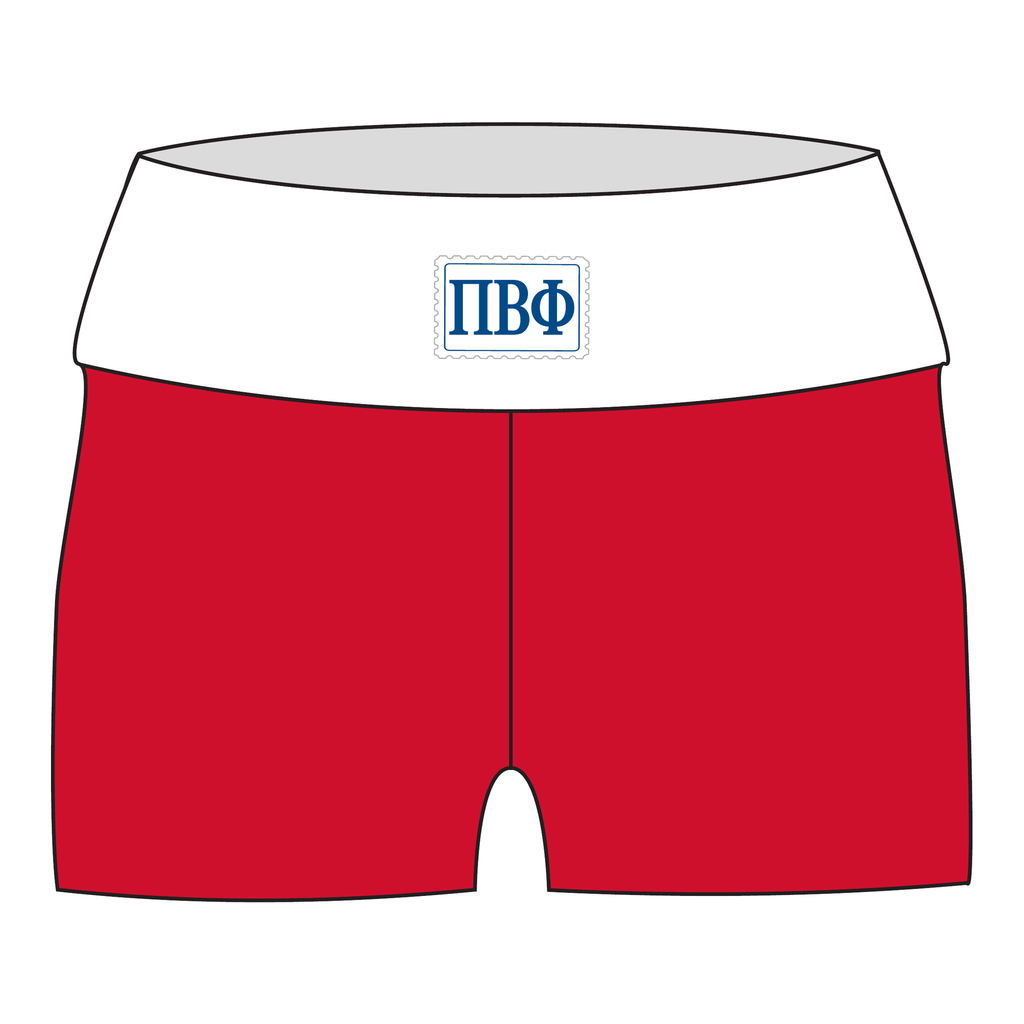 Pi Beta Phi Fold Over Shorts — White & Red