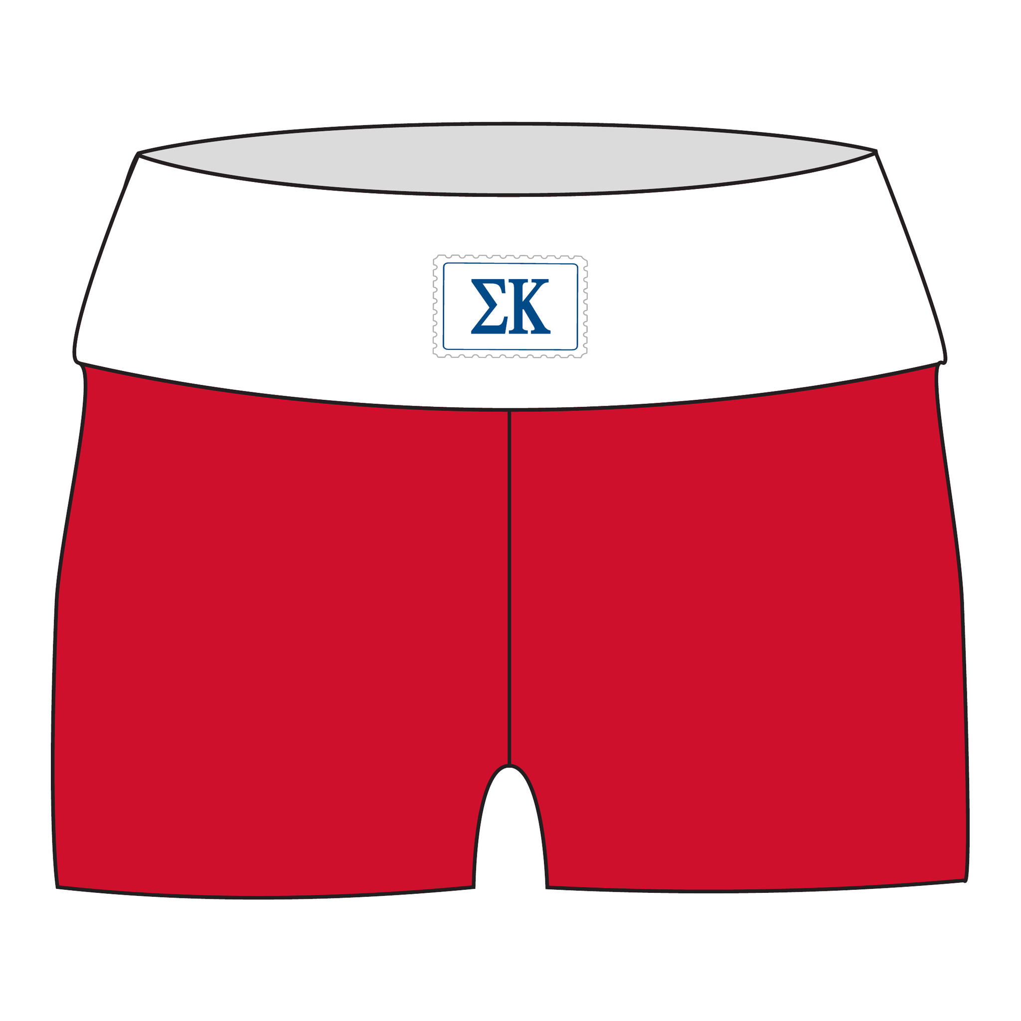 Sigma Kappa Fold Over Shorts — White & Red