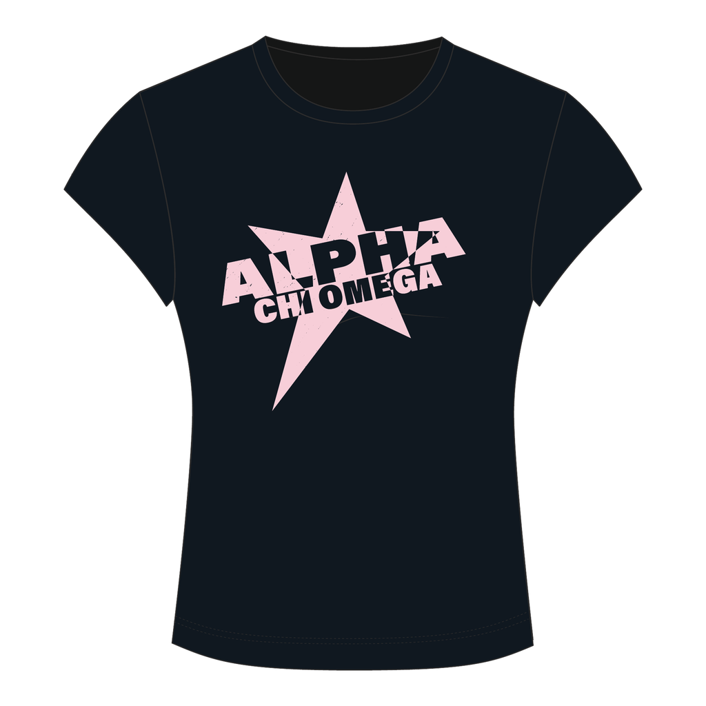 Alpha Chi Omega Baby Tee — Black