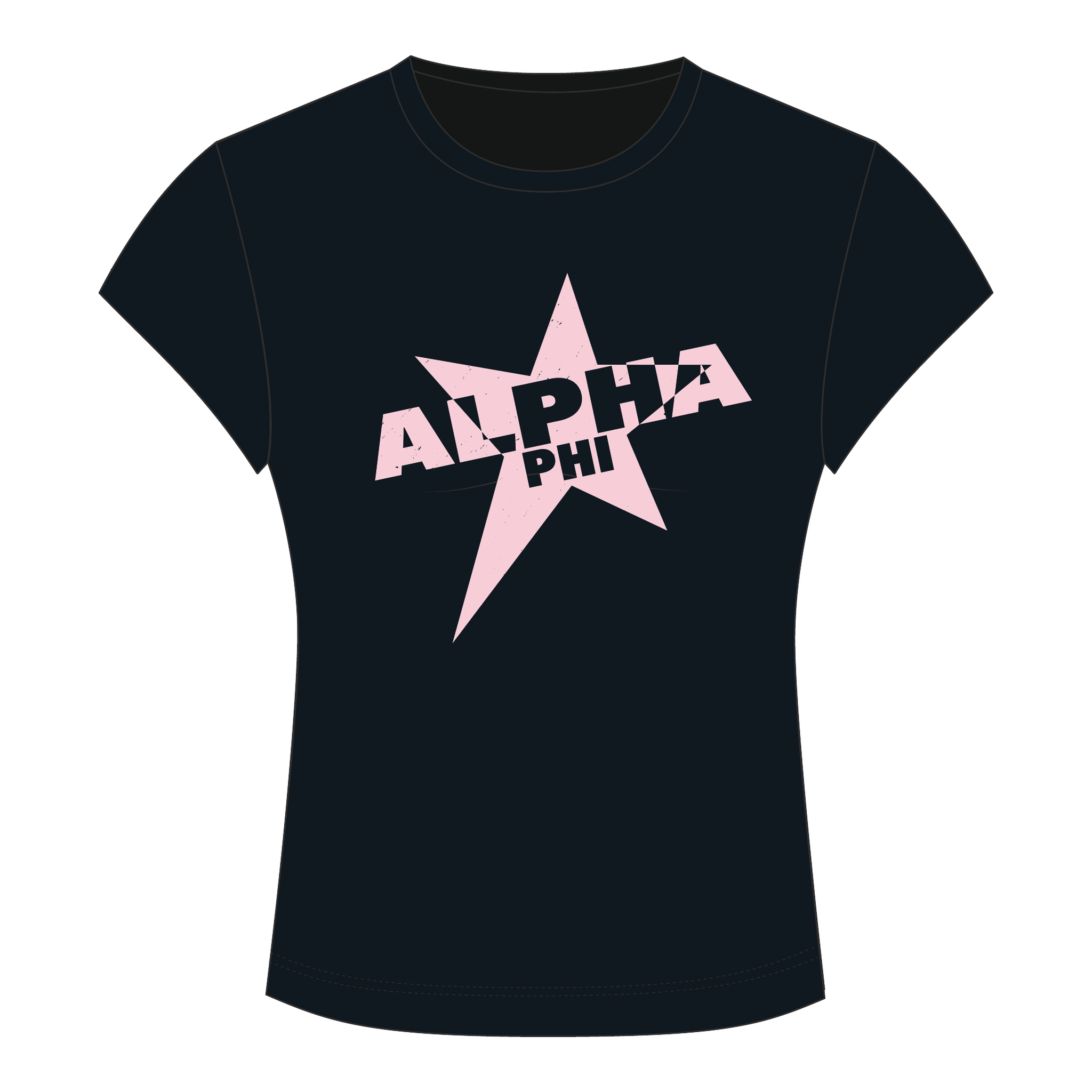 Alpha Phi Baby Tee — Black