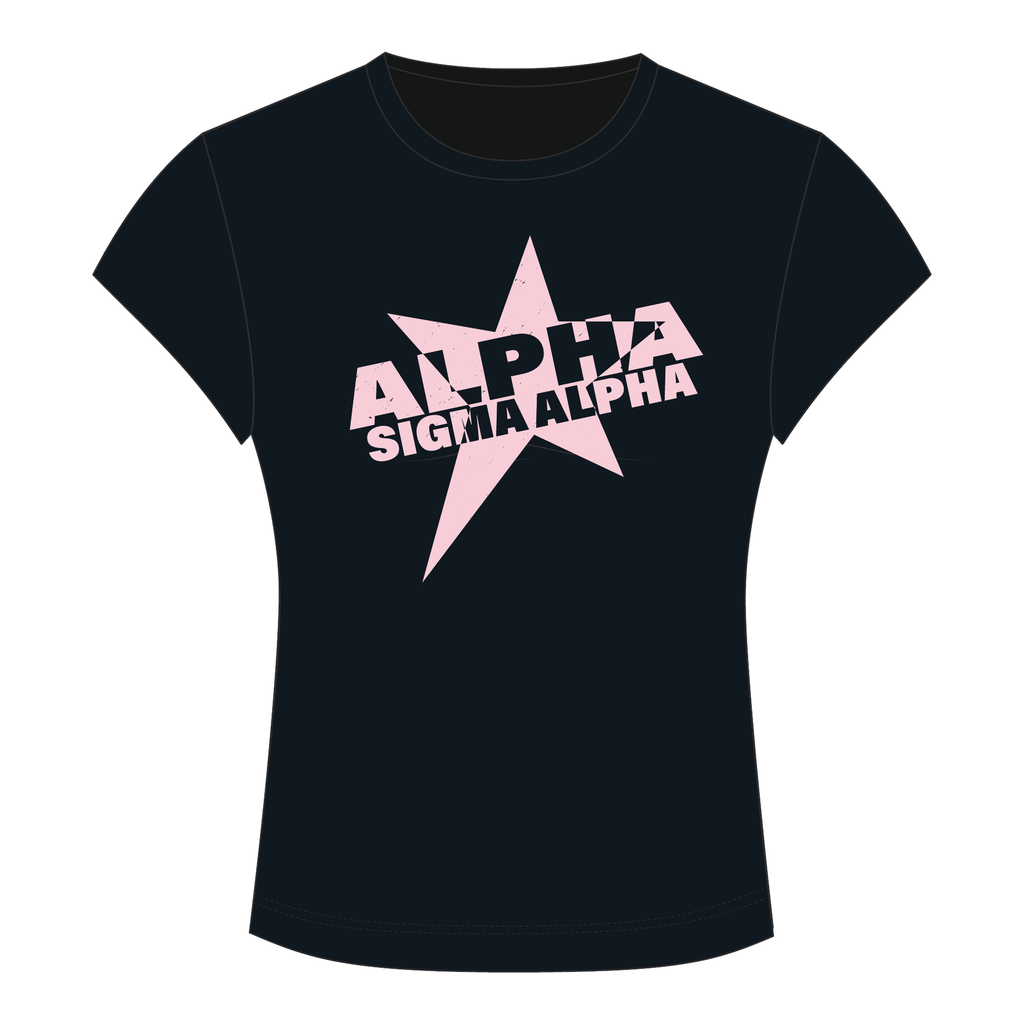 Alpha Sigma Alpha Baby Tee — Black