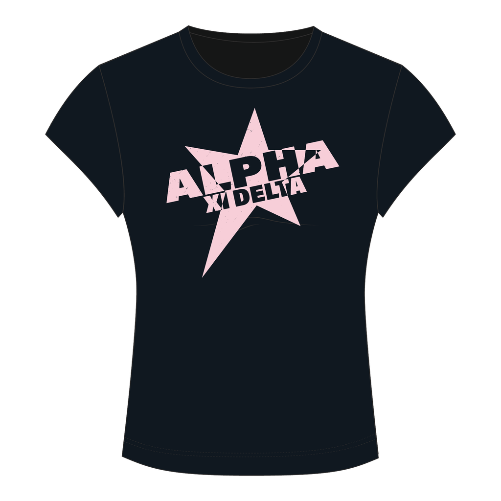 Alpha Xi Delta Baby Tee — Black