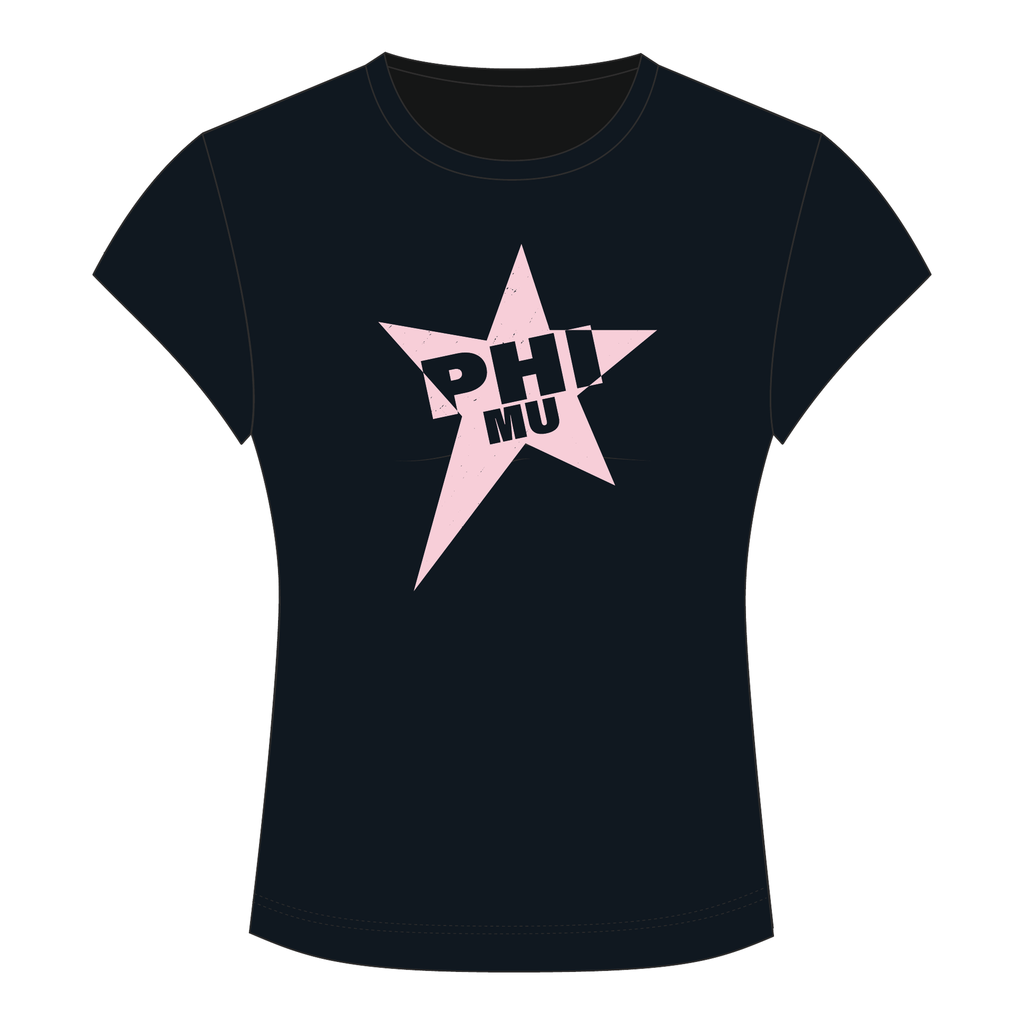 Phi Mu Baby Tee — Black