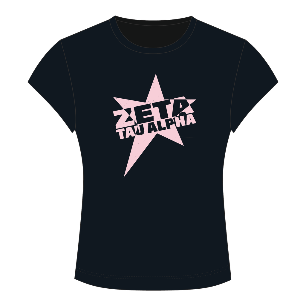 Zeta Tau Alpha Baby Tee — Black