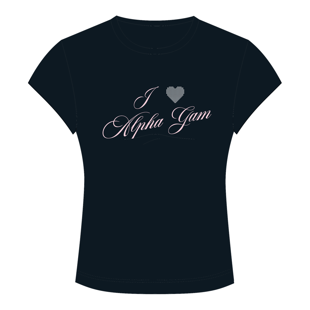 Alpha Gamma Delta Baby Tee — Black