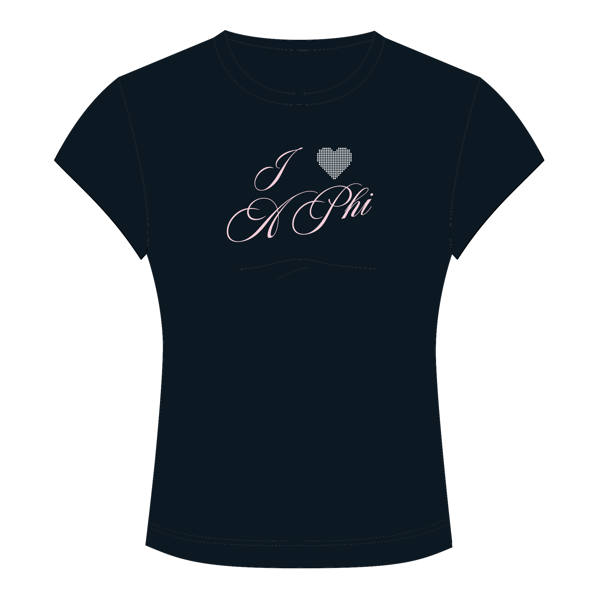 Alpha Phi Baby Tee — Black