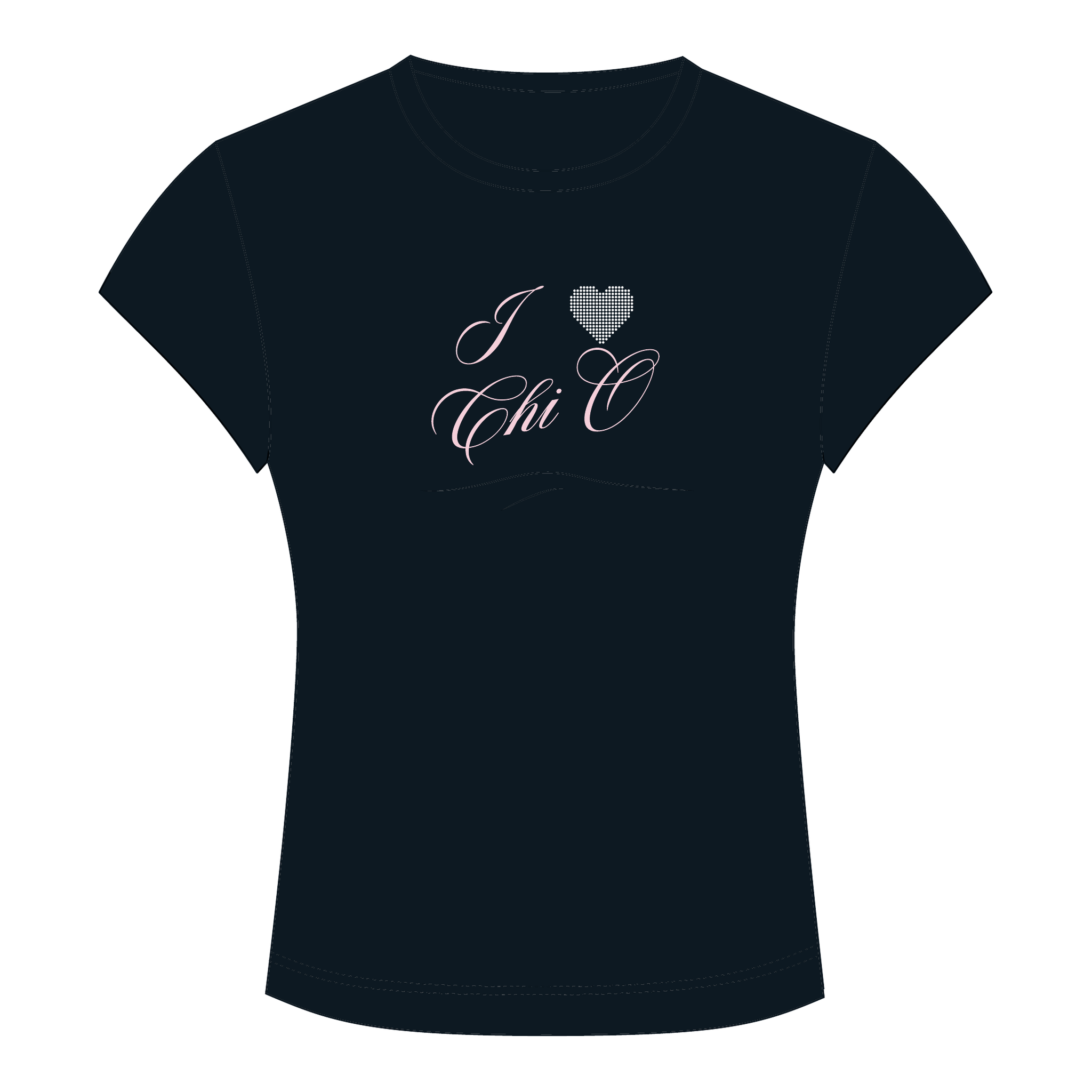 Chi Omega Baby Tee — Black