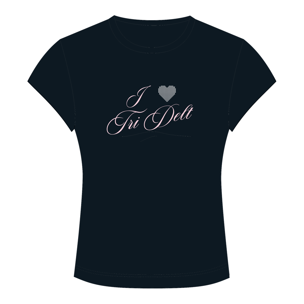 Delta Delta Delta Baby Tee — Black