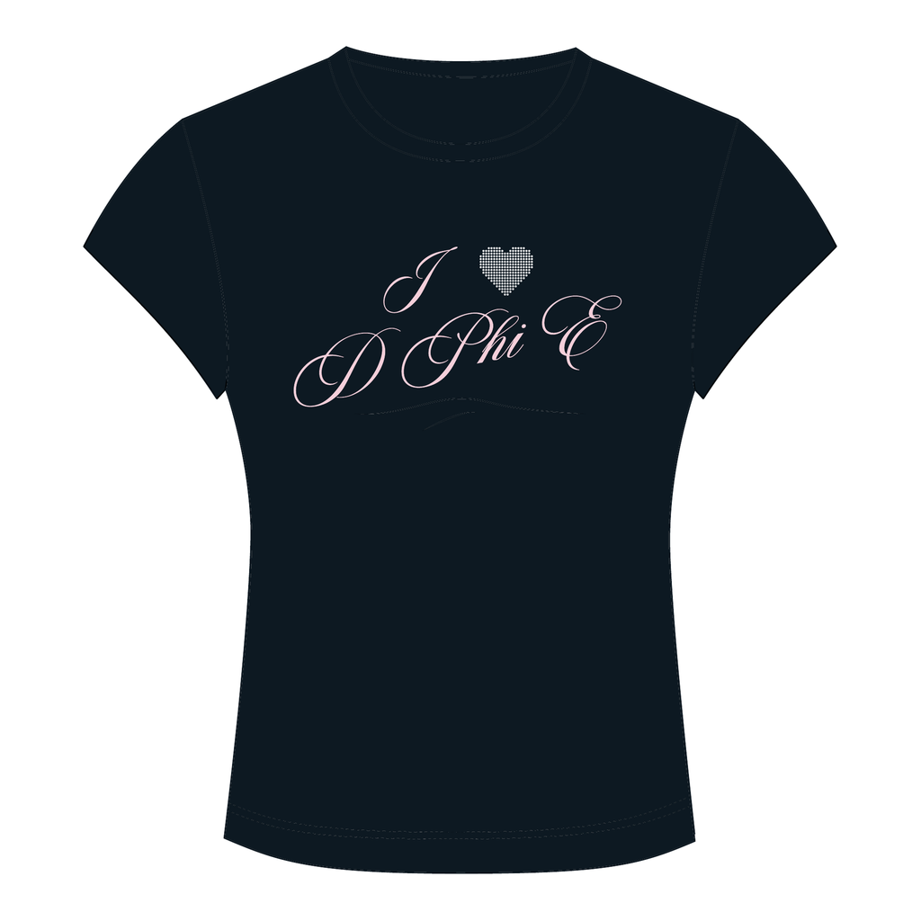 Delta Phi Epsilon Baby Tee — Black