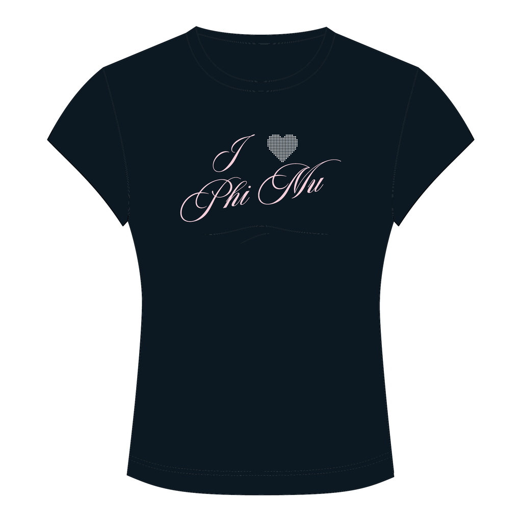 Phi Mu Baby Tee — Black