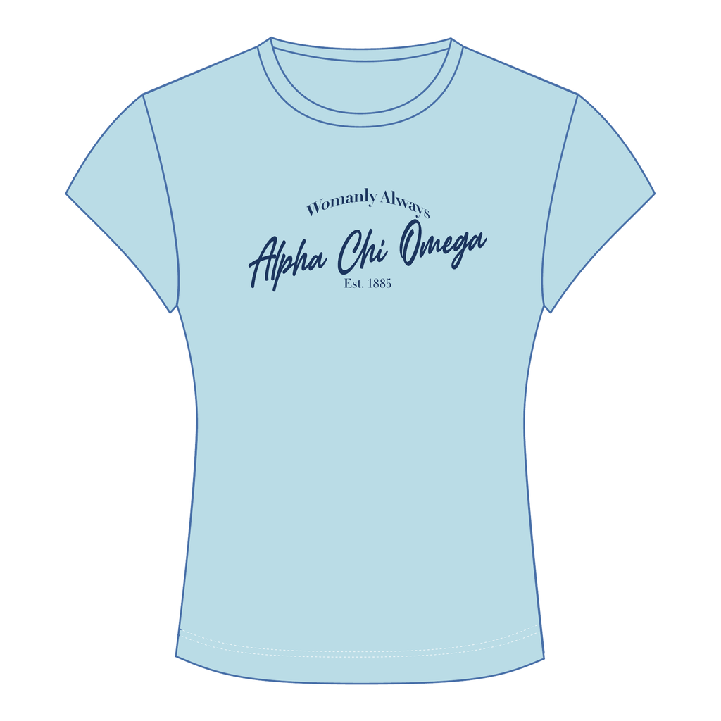 Alpha Chi Omega Baby Tee — Blue