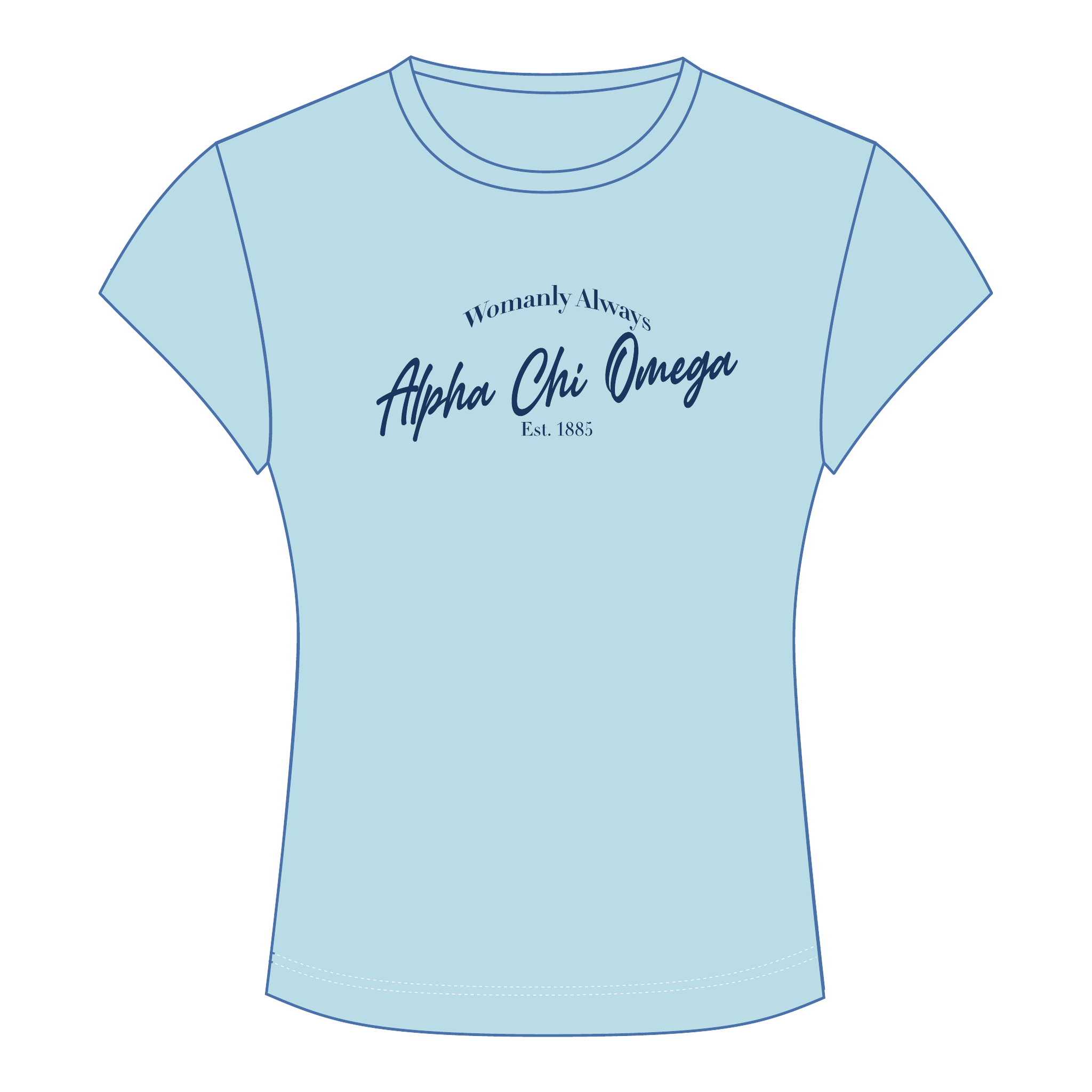 Alpha Chi Omega Baby Tee — Blue