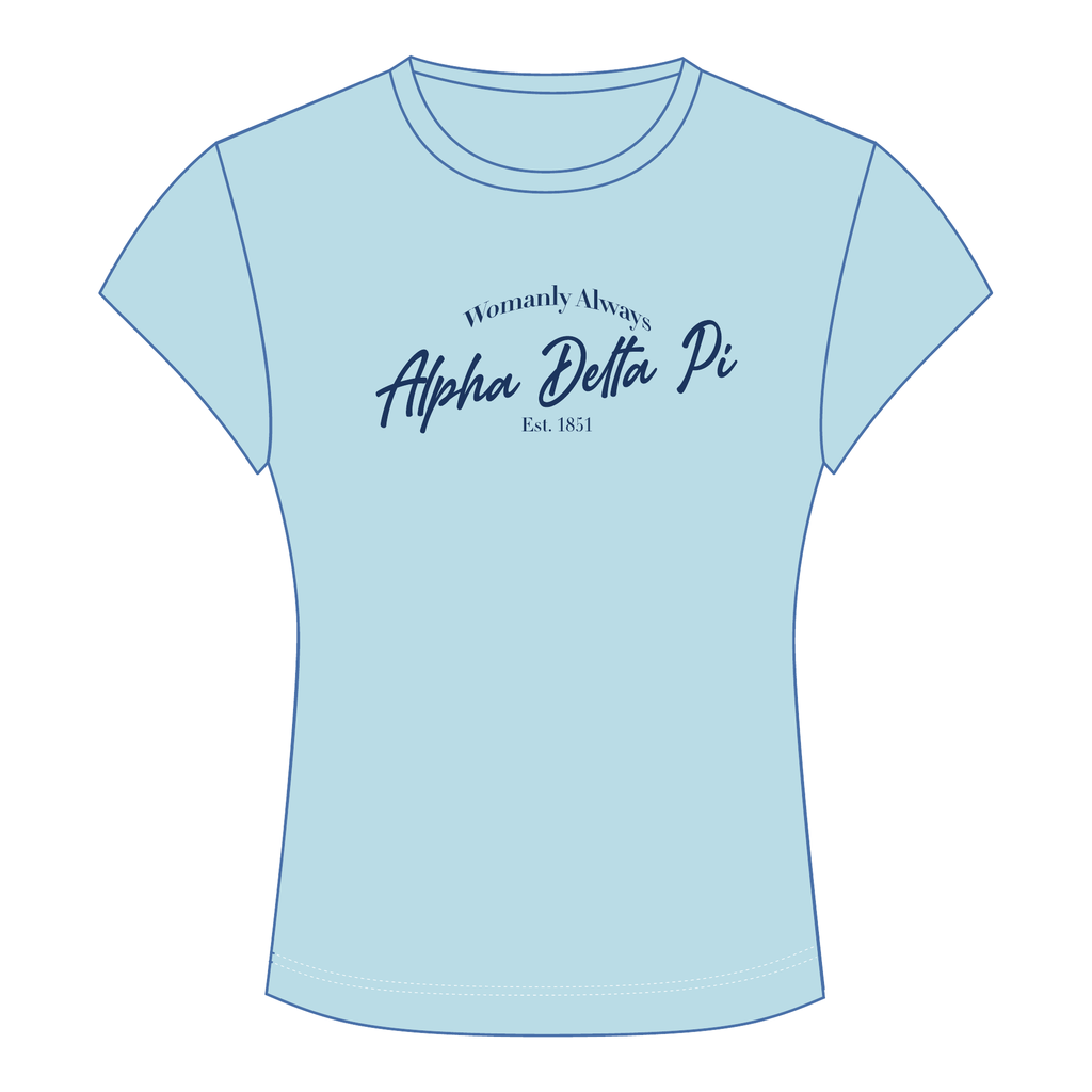 Alpha Delta Pi Baby Tee — Blue