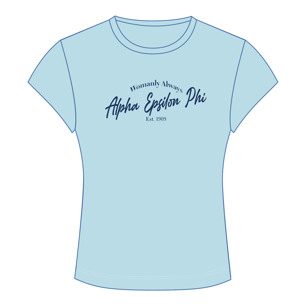 Alpha Epsilon Phi Baby Tee — Blue