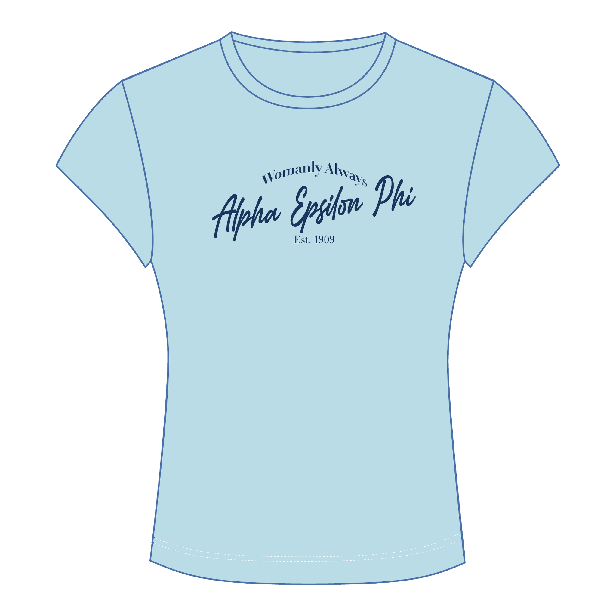 Alpha Epsilon Phi Baby Tee — Blue