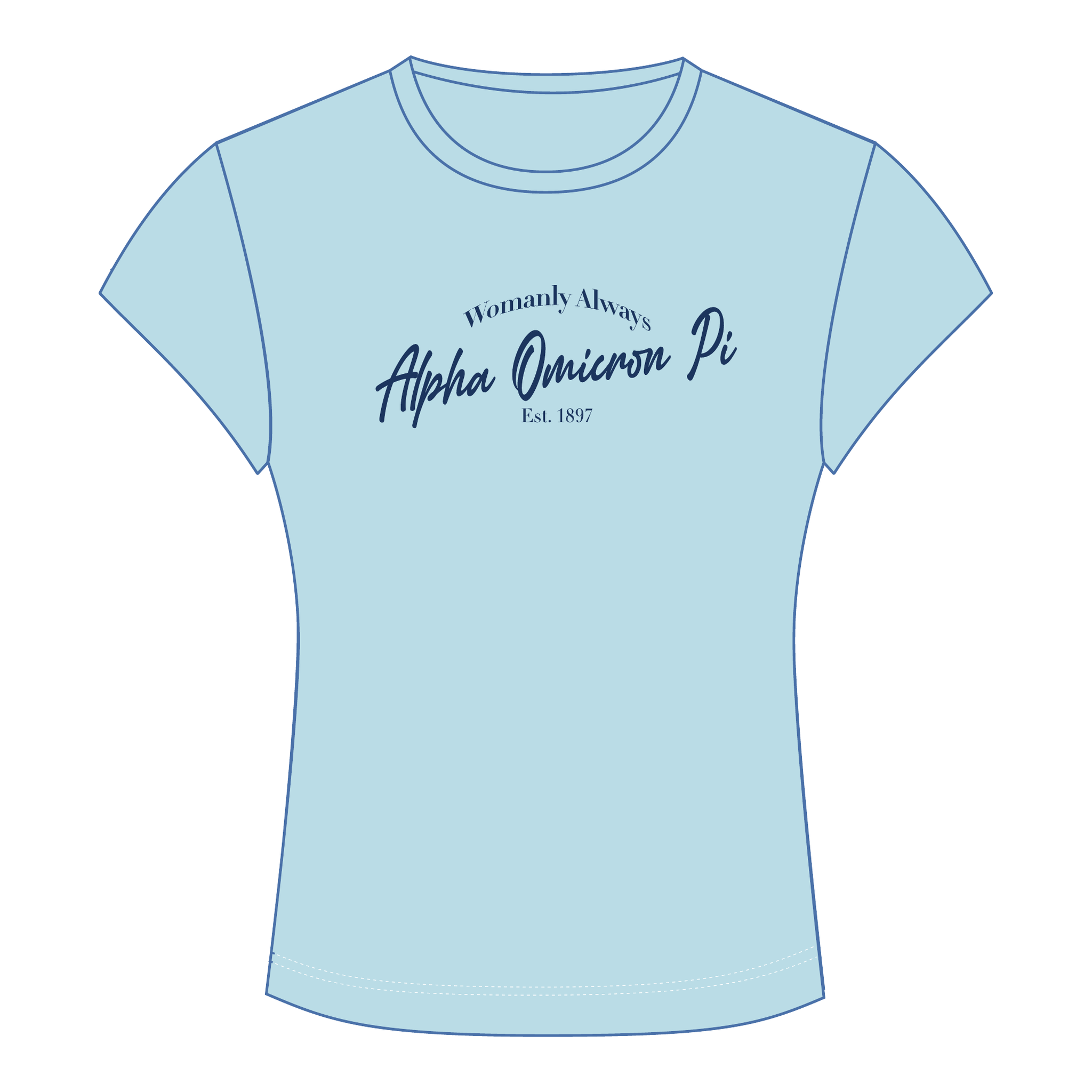 Alpha Omicron Pi Baby Tee — Blue