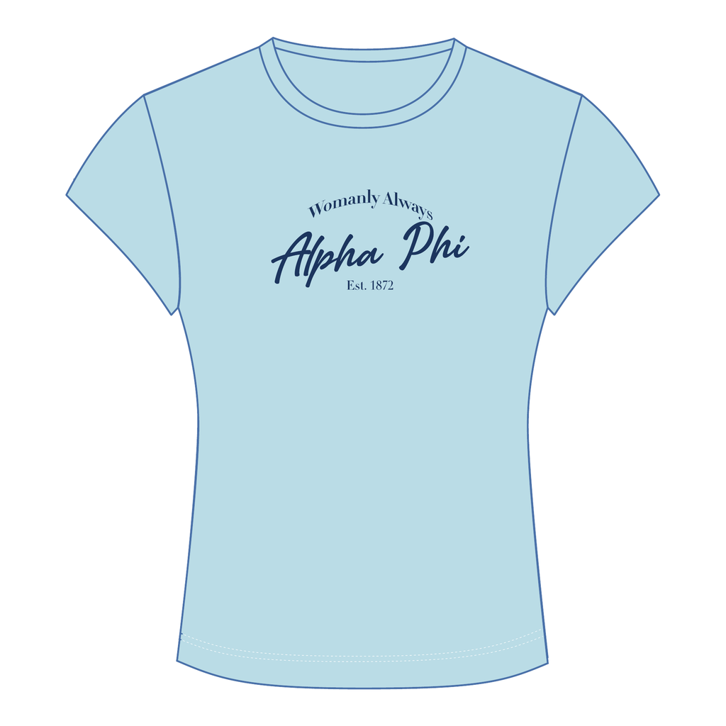 Alpha Phi Baby Tee — Blue