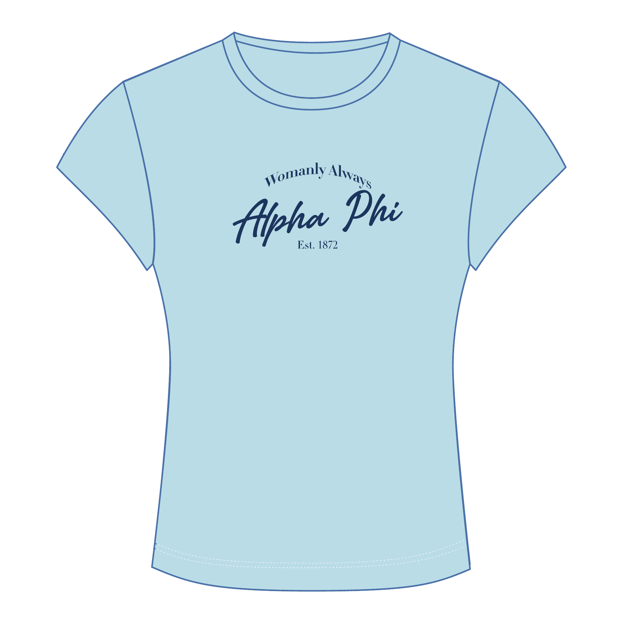Alpha Phi Baby Tee — Blue