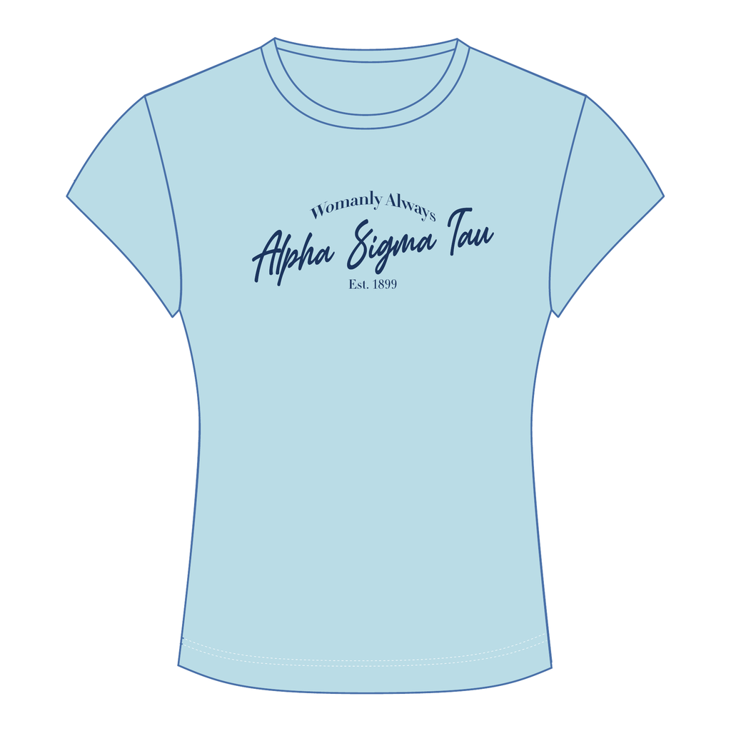 Alpha Sigma Tau Baby Tee — Blue