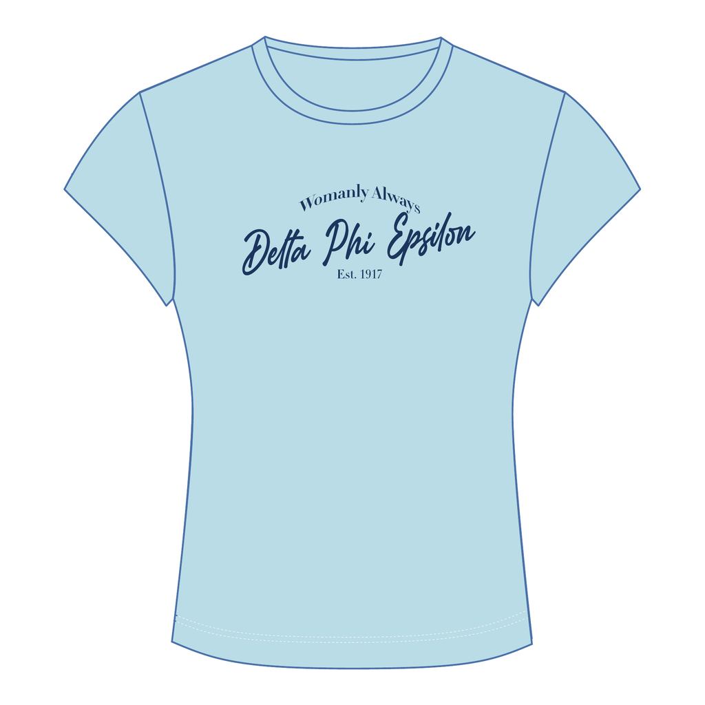 Delta Phi Epsilon Baby Tee — Blue