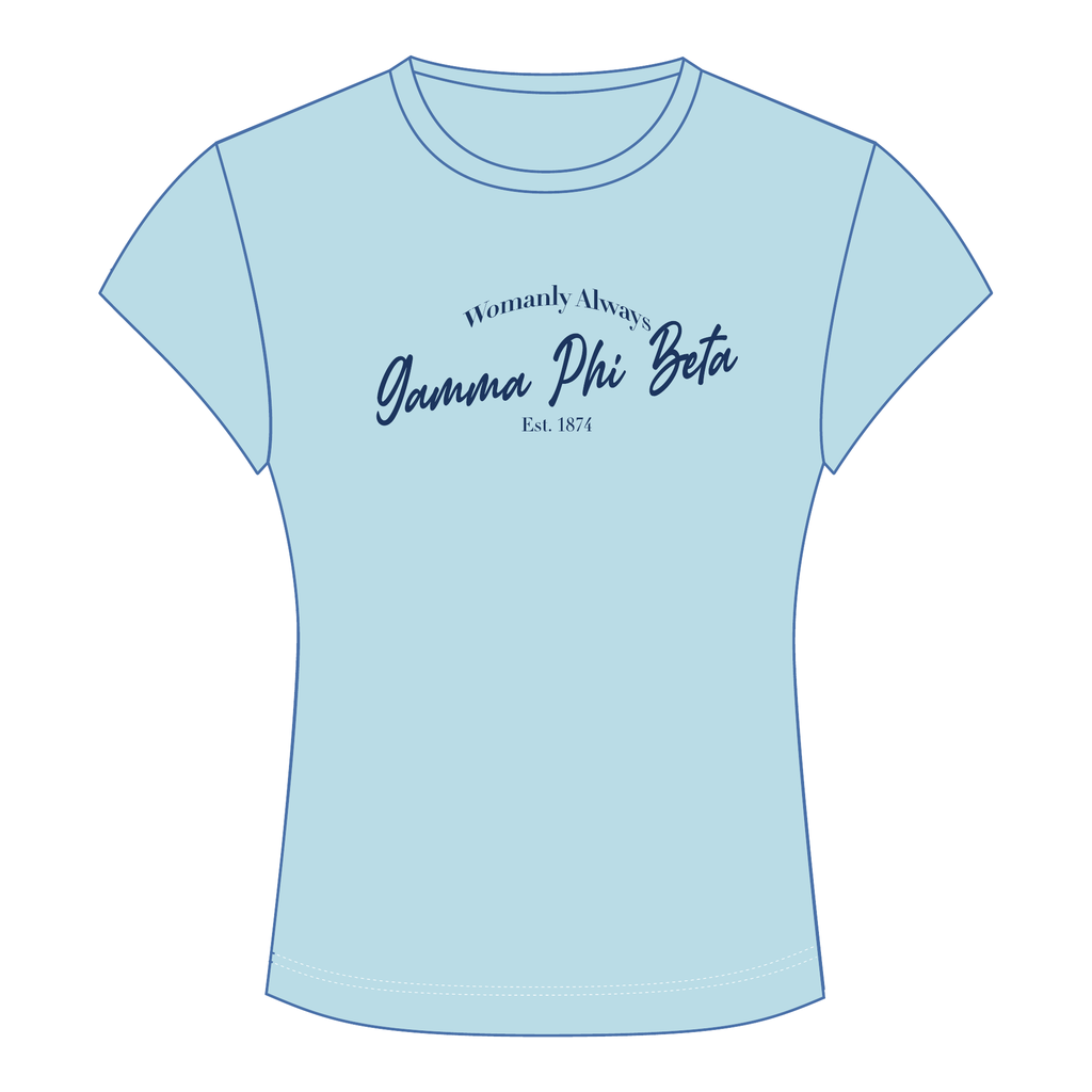 Gamma Phi Beta Baby Tee — Blue