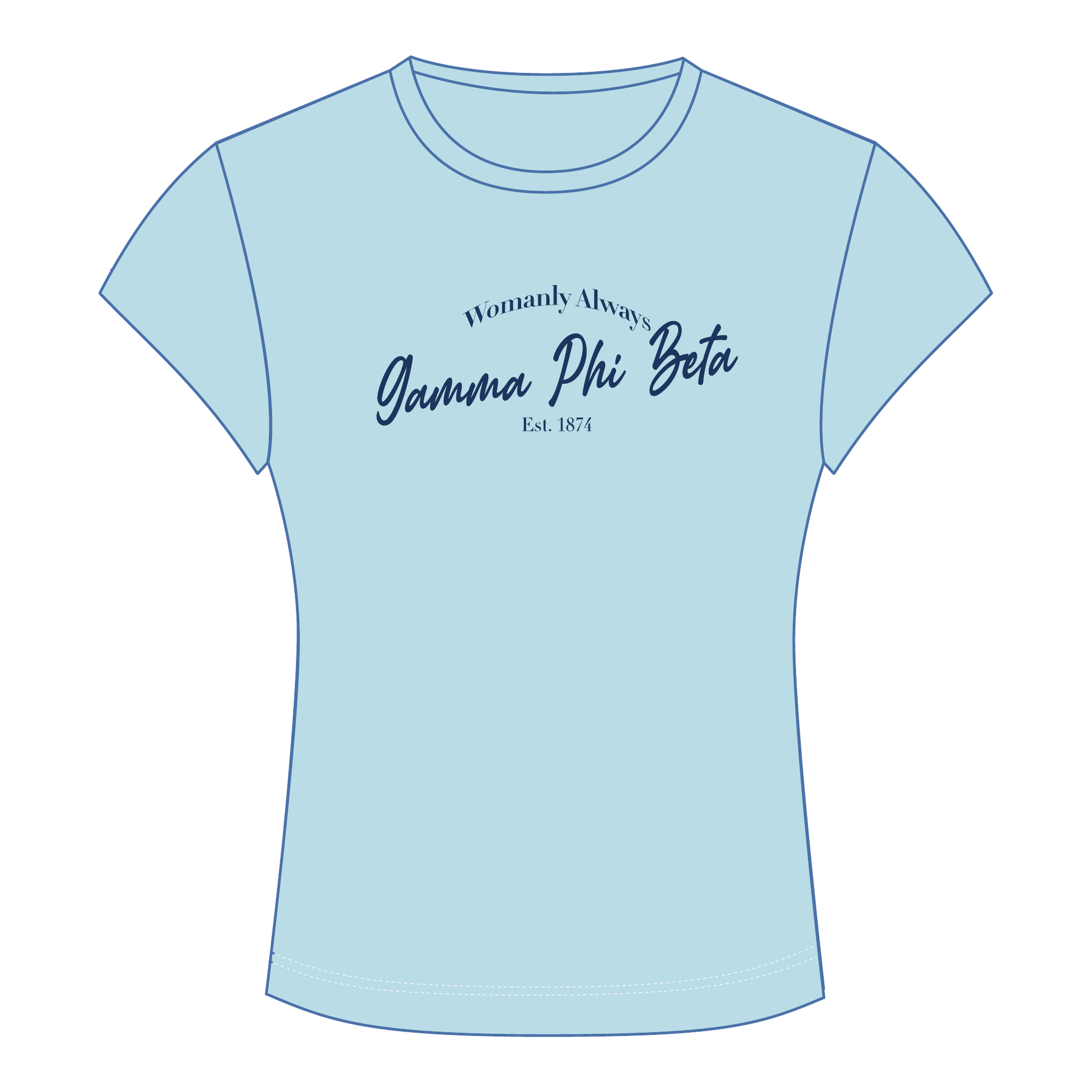 Gamma Phi Beta Baby Tee — Blue
