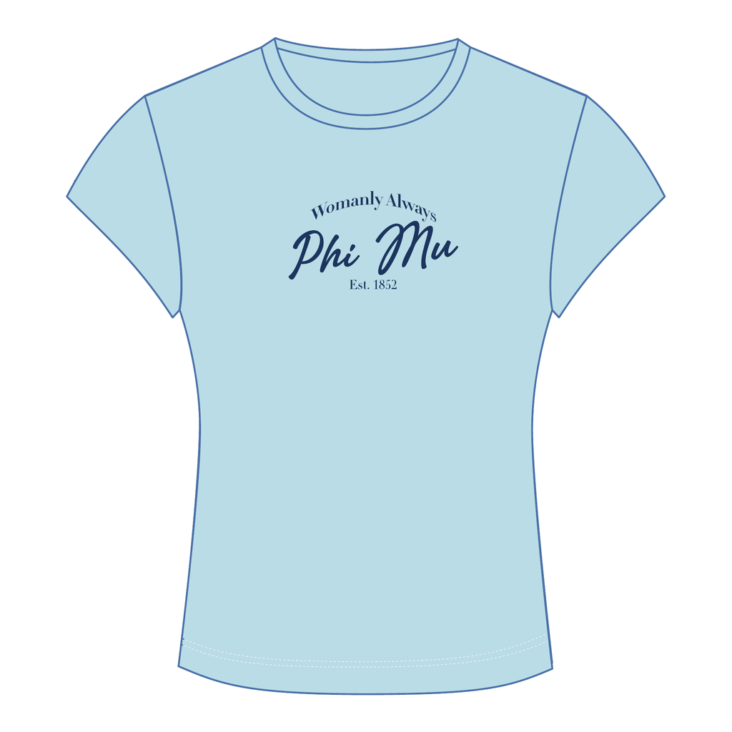 Phi Mu Baby Tee — Blue
